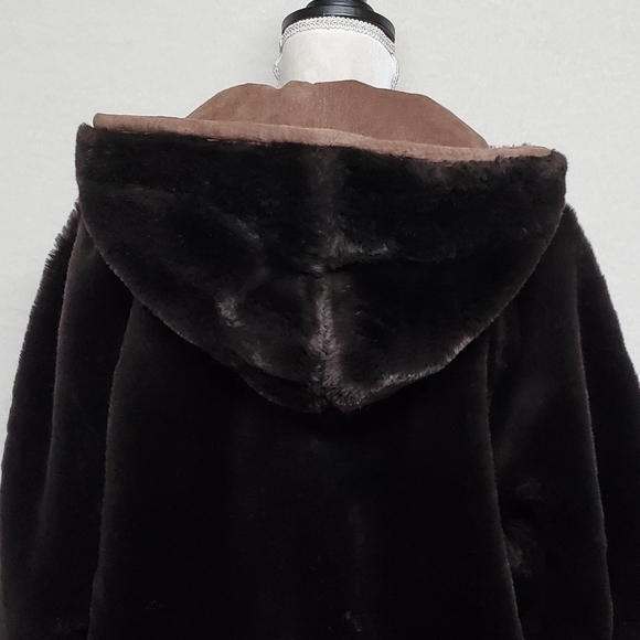 VINTAGE Hamilton Manor Reversible Suede Leather Sherpa Hooded Oversized Jacket - Picture 15 of 16